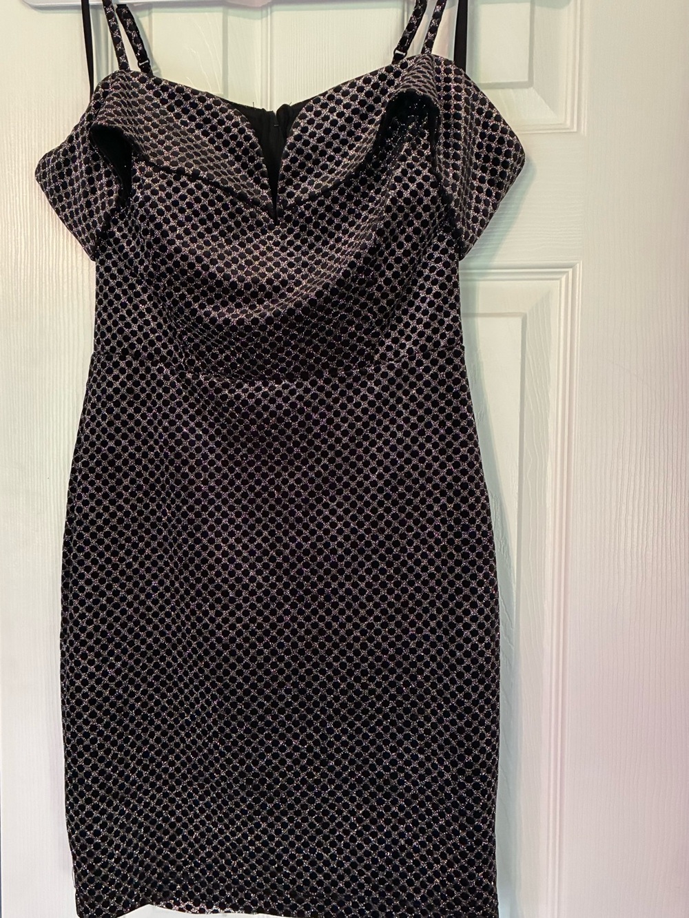 B. Smart Black and Silver Textured Midi Dress